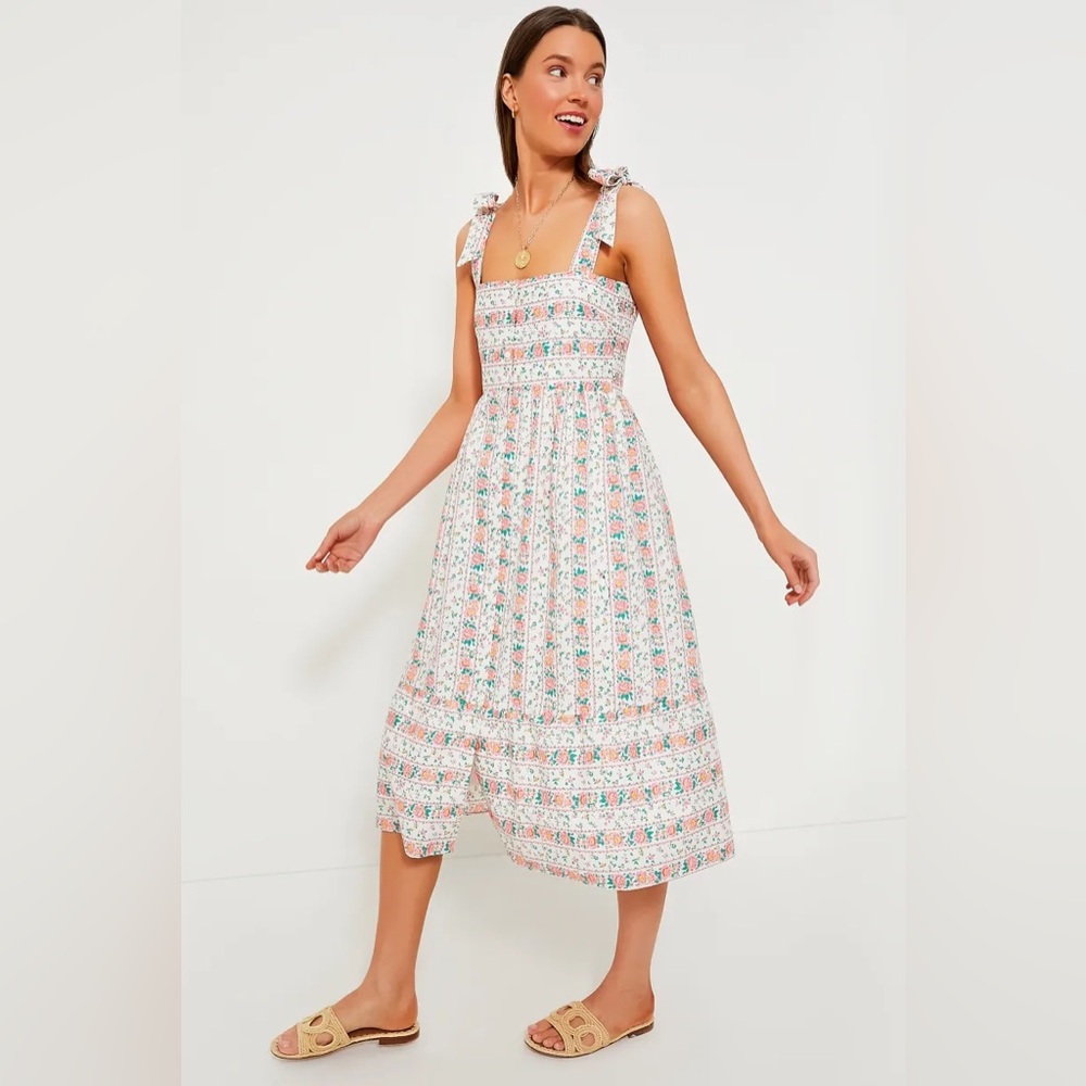 Tuckernuck Hyacinth House Floral Lupine Maxi Midi bow Dress S
